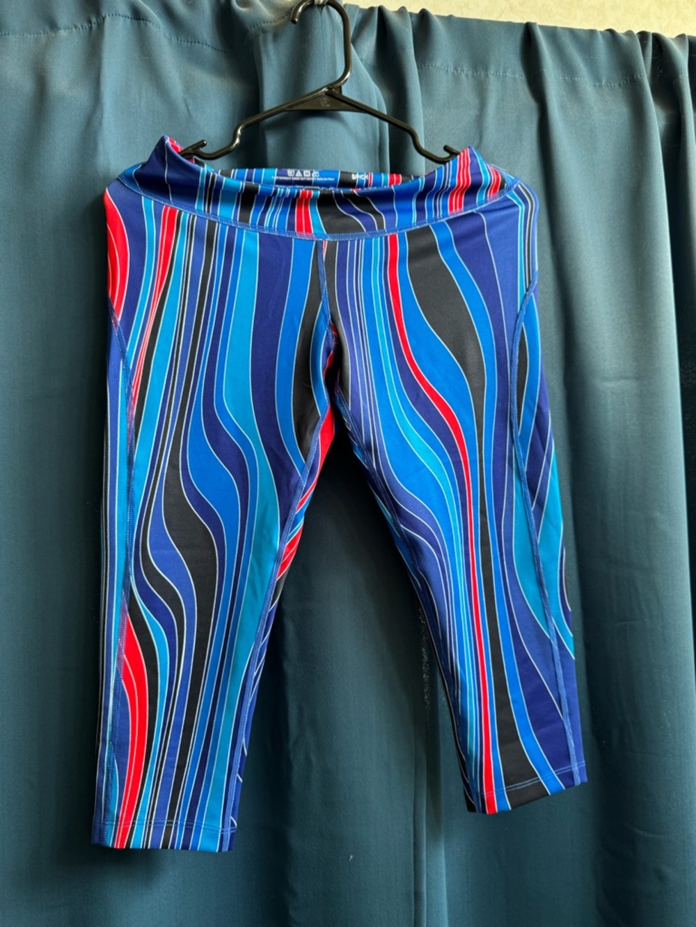 Speedo Blue Multi-Color Wavy Stripe Swim Leggings